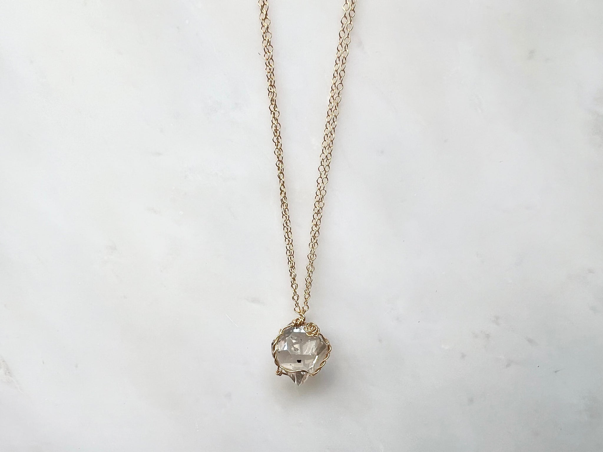 #5 Herkimer Diamond 5/8" Necklace 14K Gold Filled / ハーキマーダイアモンド 5/8" ネックレス 14Kゴールドフィルド