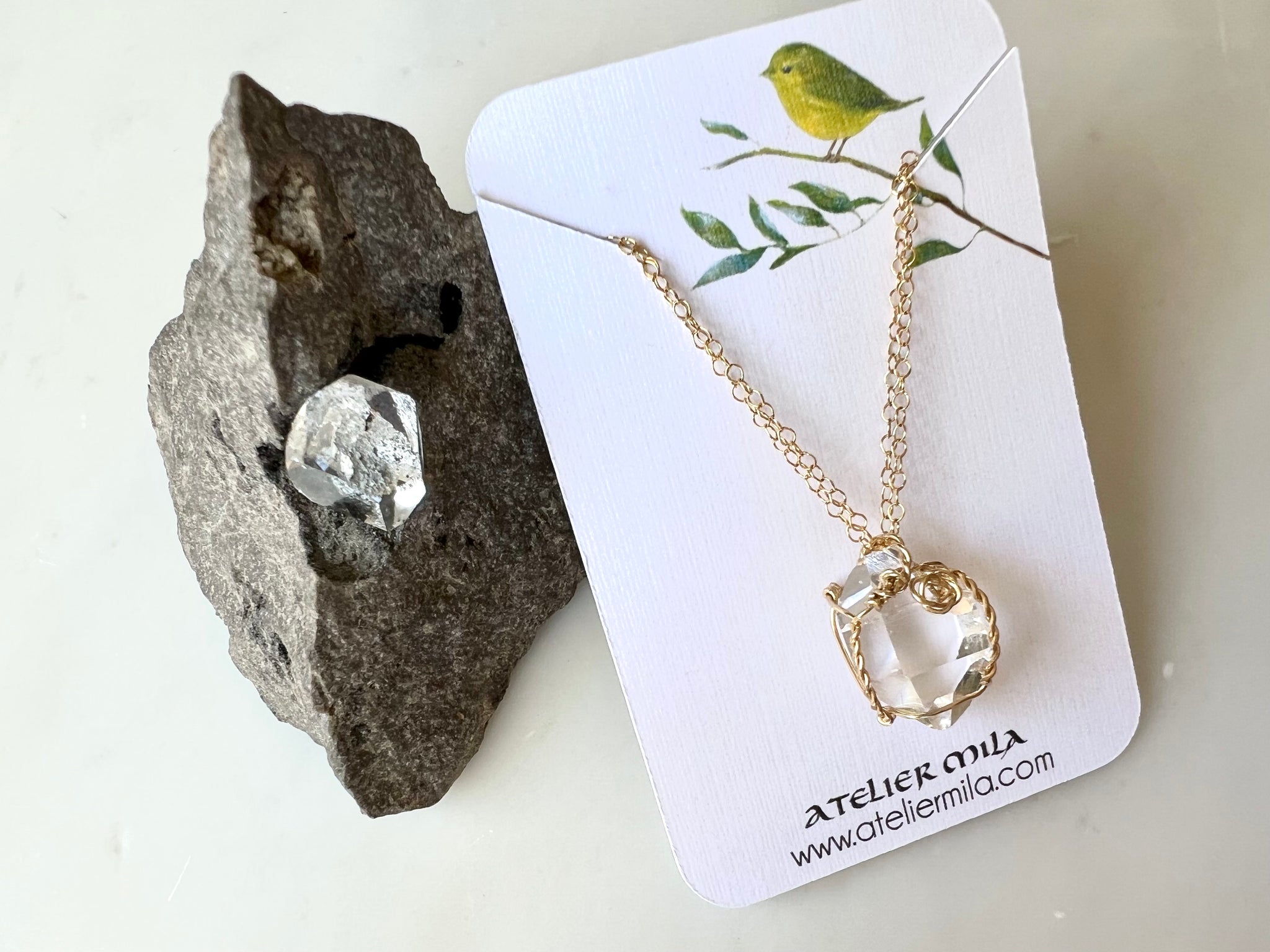 #4 Herkimer Diamond 6/8" Necklace 14K Gold Filled / ハーキマーダイアモンド 6/8" ネックレス 14K ゴールドフィルド