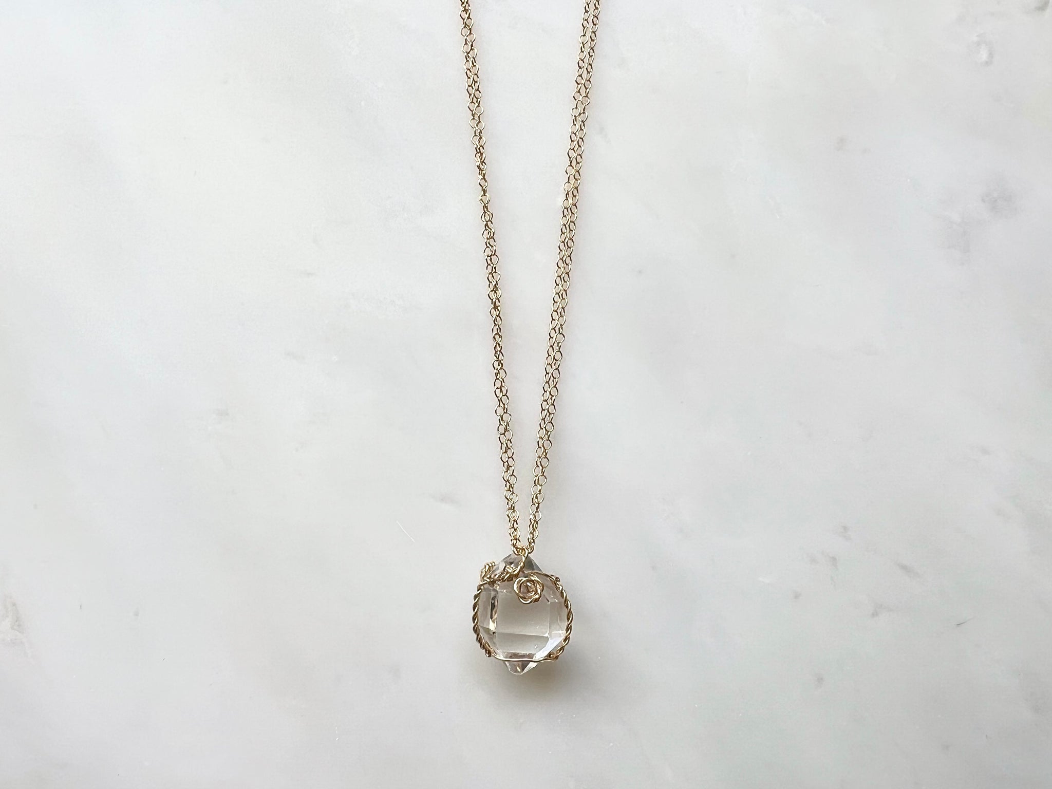 #4 Herkimer Diamond 6/8" Necklace 14K Gold Filled / ハーキマーダイアモンド 6/8" ネックレス 14K ゴールドフィルド