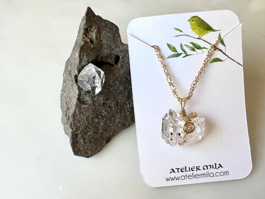 #5 Herkimer Diamond Cluster Large Necklace 14K Gold Filled / ハーキマーダイアモンド　クラスター　大　ネックレス 14K ゴールドフィルド