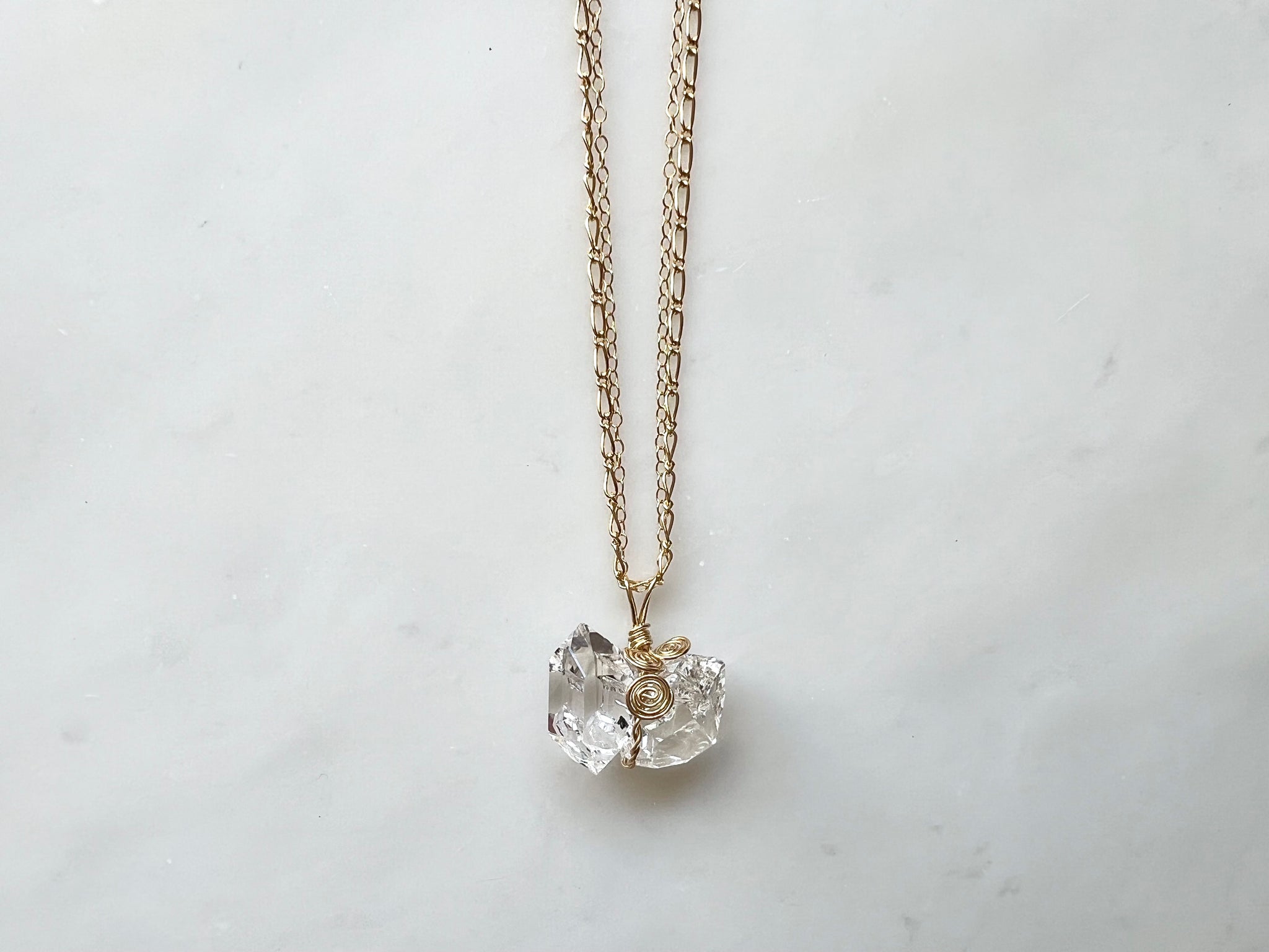 #5 Herkimer Diamond Cluster Large Necklace 14K Gold Filled / ハーキマーダイアモンド　クラスター　大　ネックレス 14K ゴールドフィルド