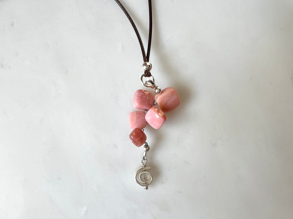 Square Pink Opal Necklace Sterling Silver 925 /  スクエア　ピンクオパール　スターリングシルバー925