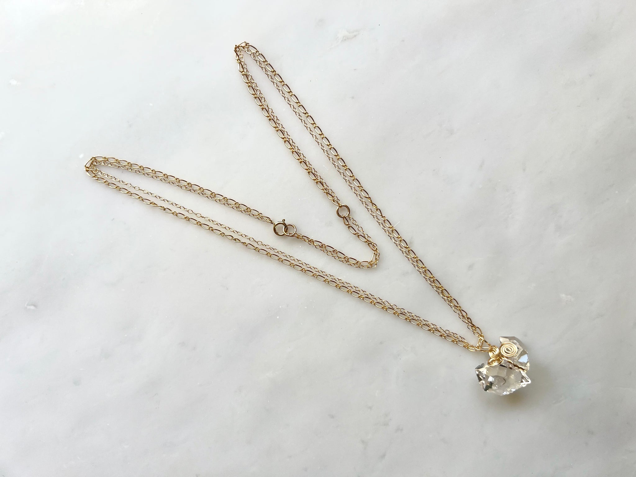 #6 Herkimer Diamond Cluster Large Necklace 14K Gold Filled / ハーキマーダイアモンド　クラスター　大　ネックレス 14K ゴールドフィルド