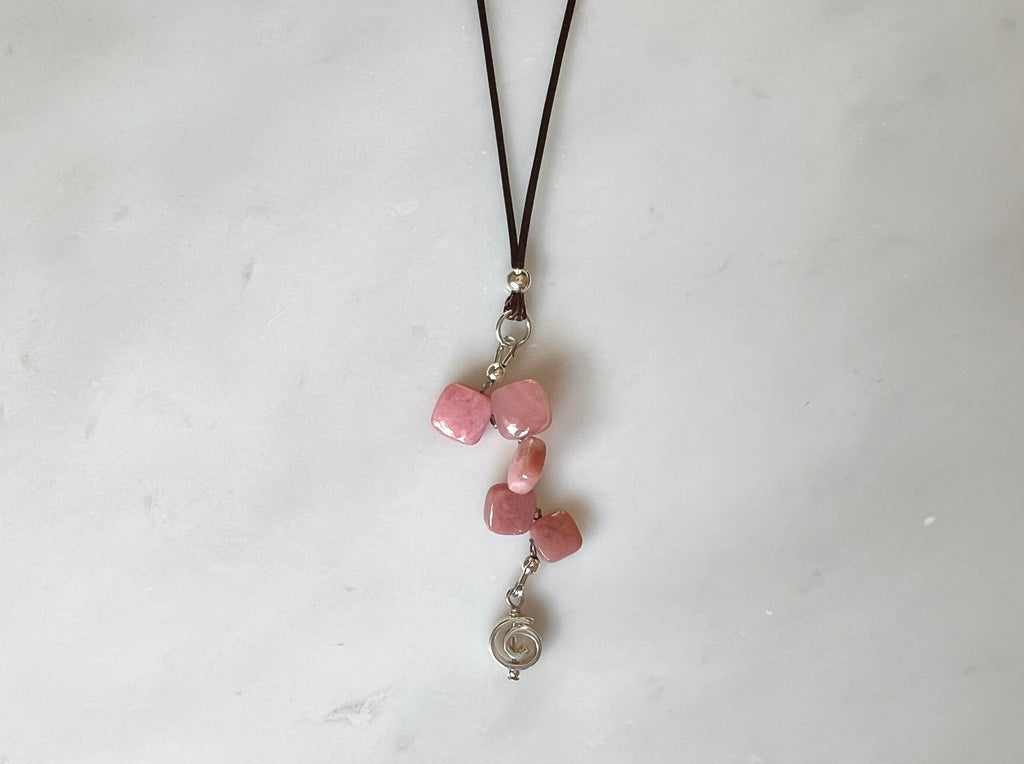 Square Pink Opal Necklace Sterling Silver 925 /  スクエア　ピンクオパール　スターリングシルバー925
