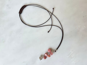 Square Pink Opal Necklace Sterling Silver 925 /  スクエア　ピンクオパール　スターリングシルバー925