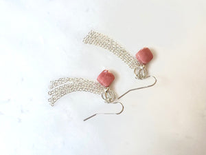 Square Pink Opal Earrings Sterling Silver 925 / スクエア　ピンクオパール　ピアス　スターリングシルバー 925
