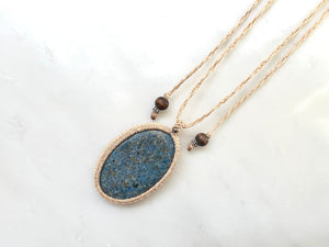 #1 Lapis Lazuli Macrame Necklace  / ラピスラズリ　マクラメ編み　ネックレス