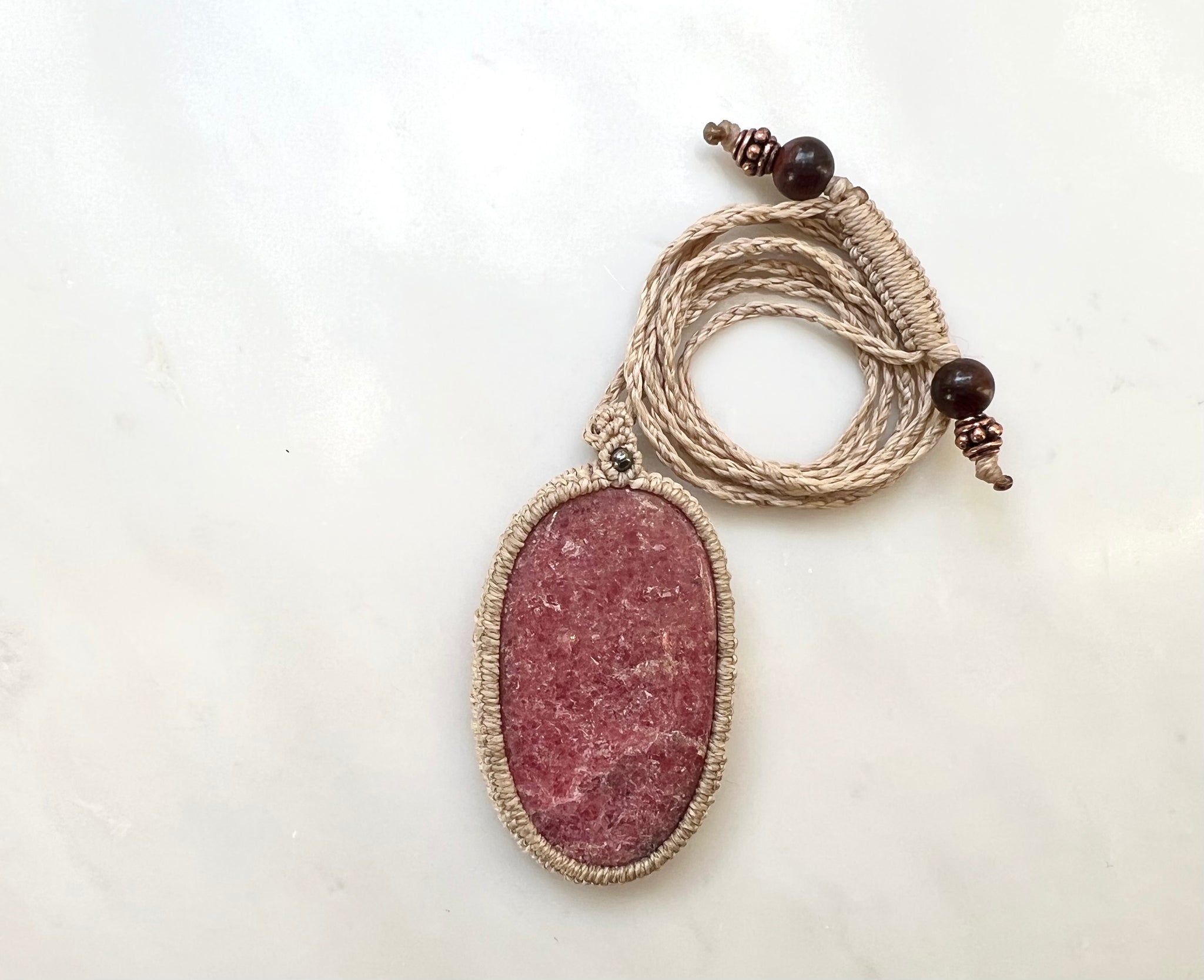 #2 Rhodonite Macrame Necklace / ロードナイト　マクラメ編み　ネックレス