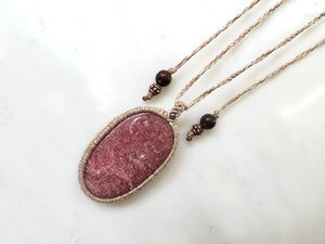 #2 Rhodonite Macrame Necklace / ロードナイト　マクラメ編み　ネックレス