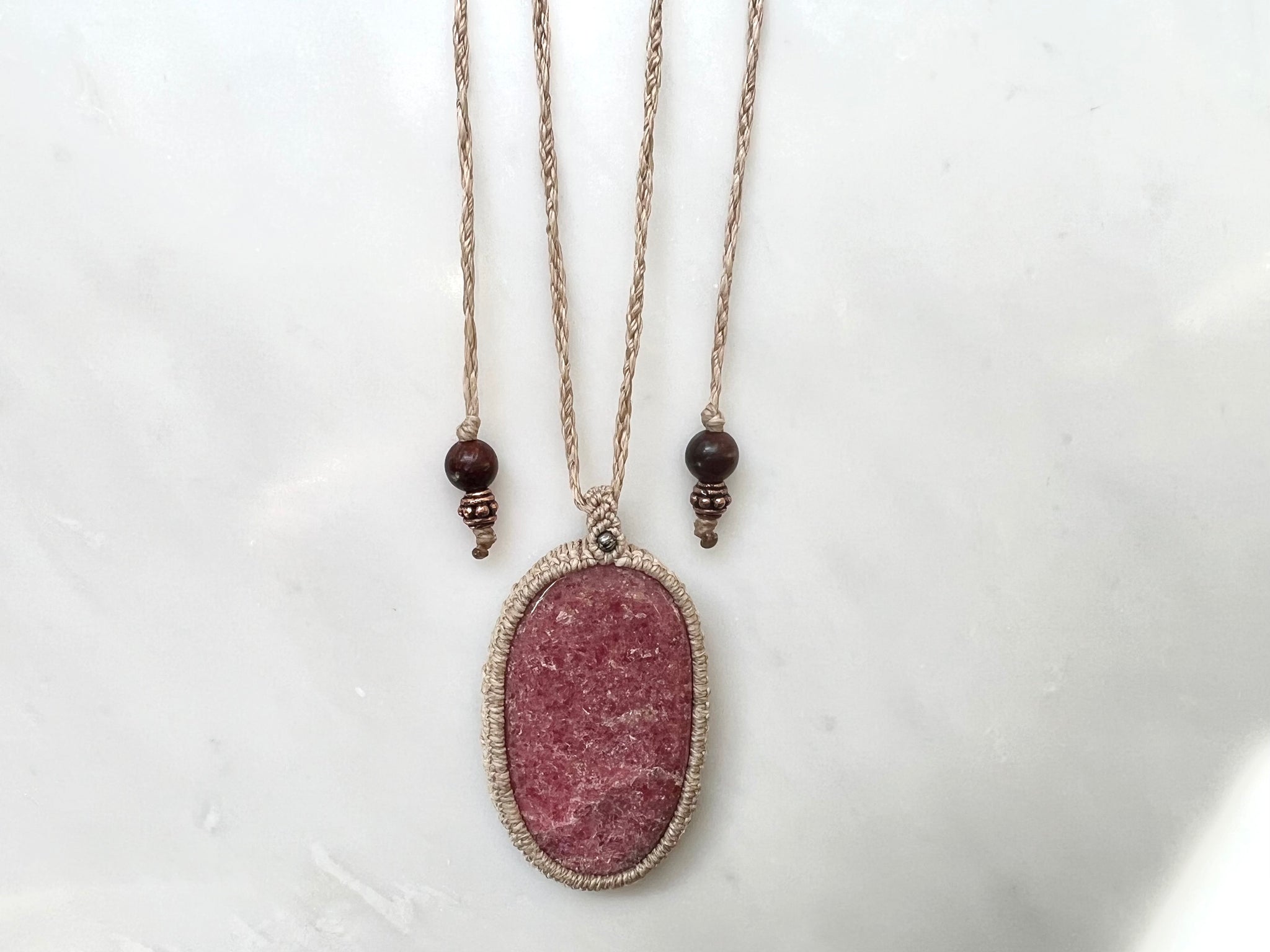 #2 Rhodonite Macrame Necklace / ロードナイト　マクラメ編み　ネックレス