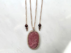 #2 Rhodonite Macrame Necklace / ロードナイト　マクラメ編み　ネックレス