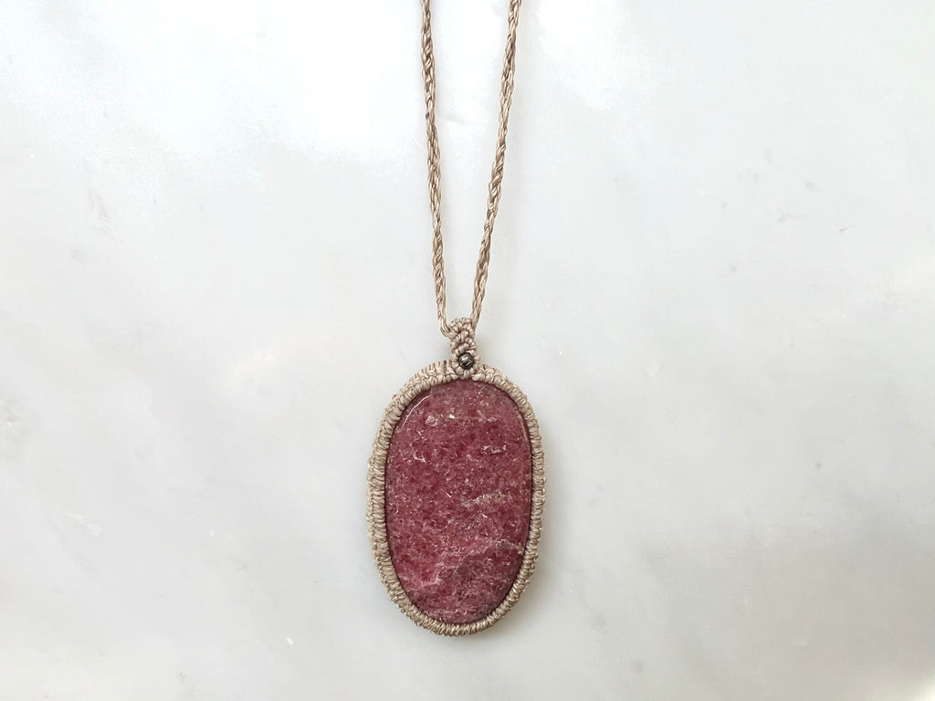 #2 Rhodonite Macrame Necklace / ロードナイト　マクラメ編み　ネックレス