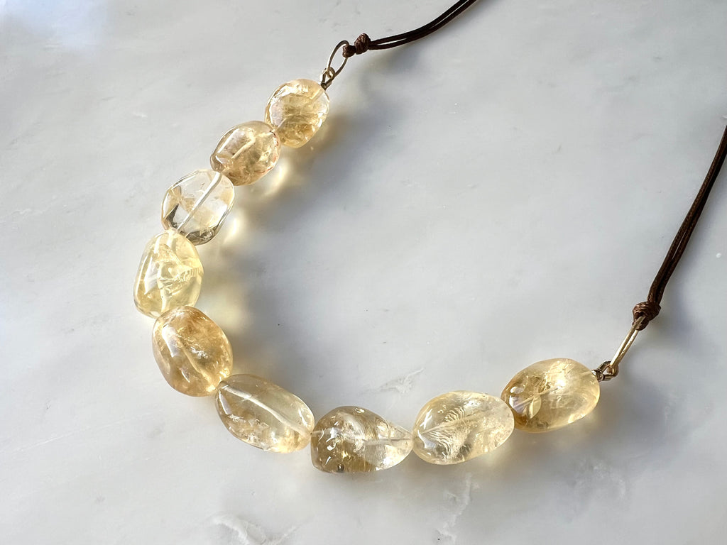 #1 Citrine Nugget Long Necklace 14K Gold Filled /　シトリン　ナゲット　ロング　ネックレス　14K ゴールドフィルド