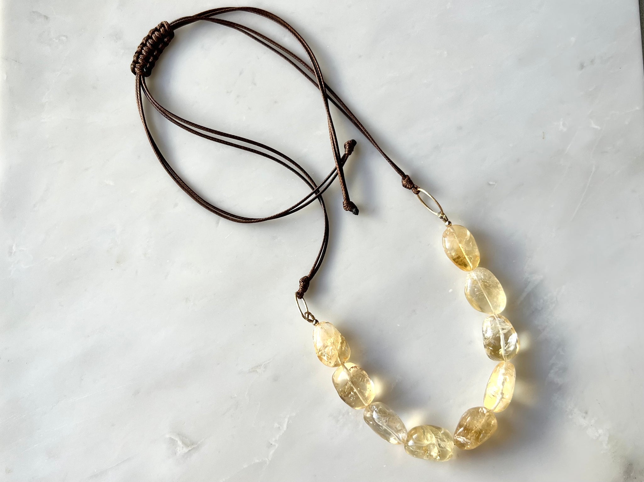 #1 Citrine Nugget Long Necklace 14K Gold Filled /　シトリン　ナゲット　ロング　ネックレス　14K ゴールドフィルド