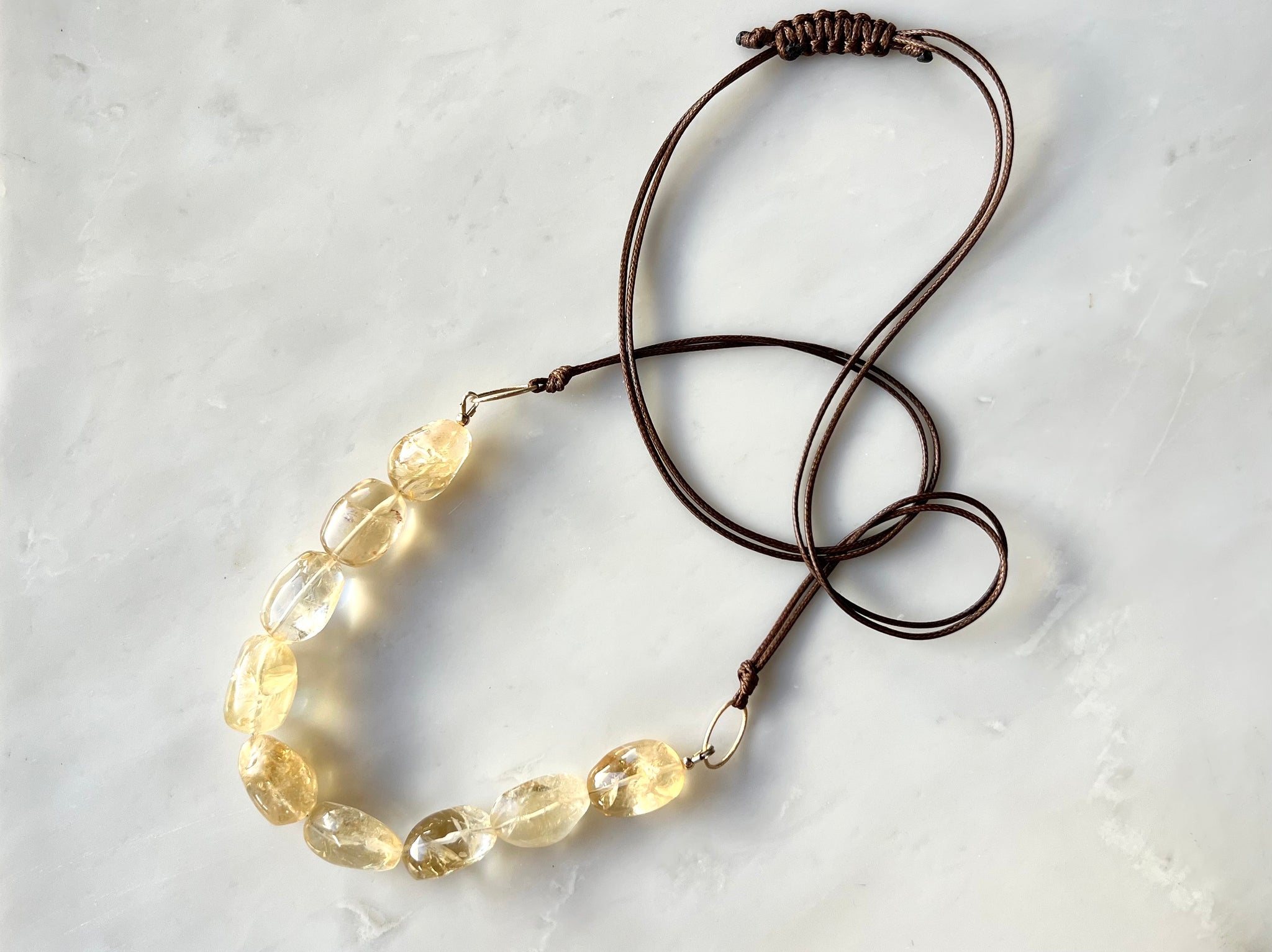 #1 Citrine Nugget Long Necklace 14K Gold Filled /　シトリン　ナゲット　ロング　ネックレス　14K ゴールドフィルド