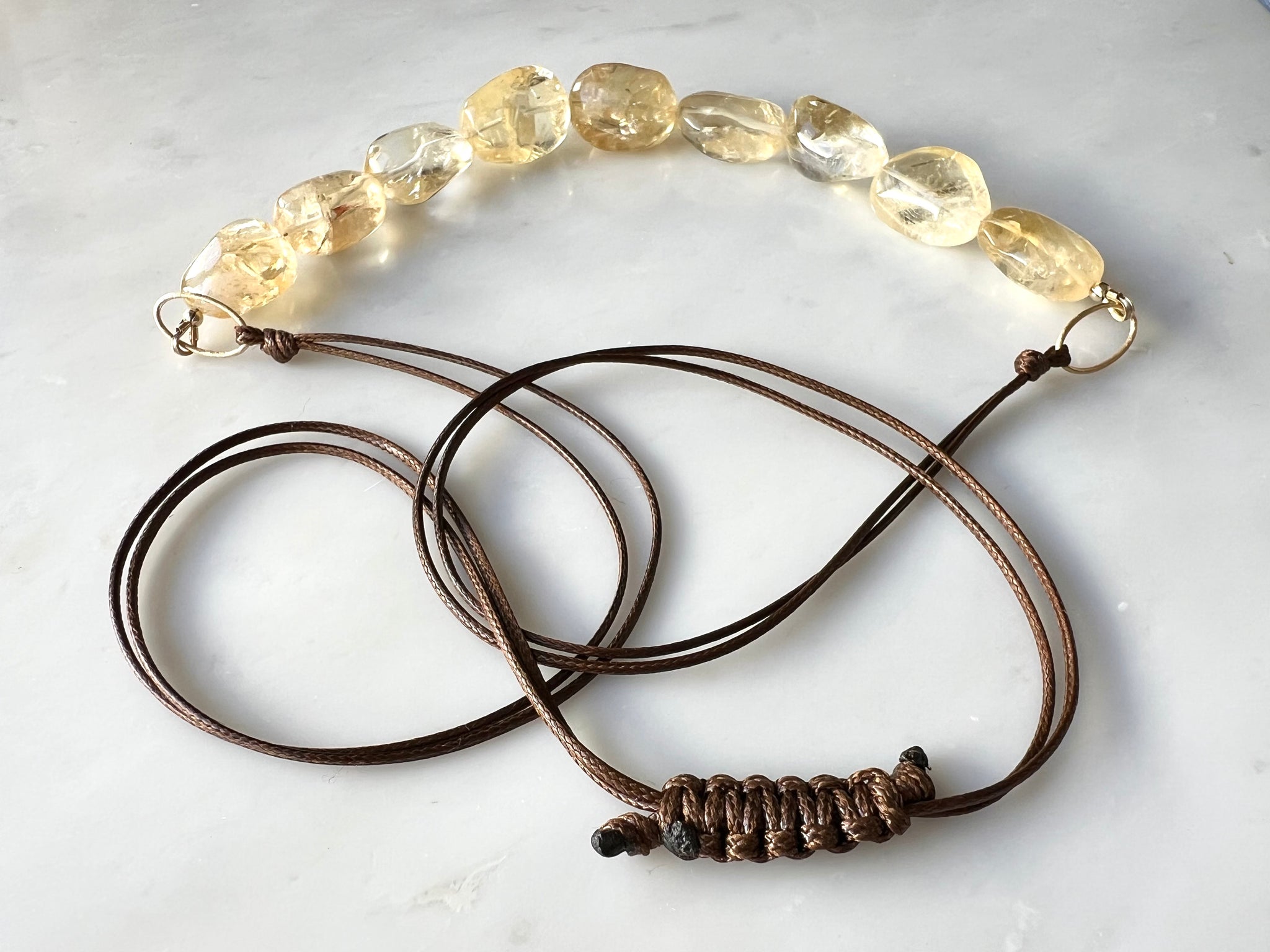 #1 Citrine Nugget Long Necklace 14K Gold Filled /　シトリン　ナゲット　ロング　ネックレス　14K ゴールドフィルド