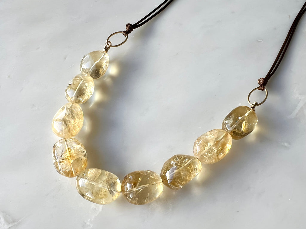#2 Citrine Nugget Necklace 14k Gold Filled / シトリン　ナゲット　ネックレス　14Kゴールドフィルド