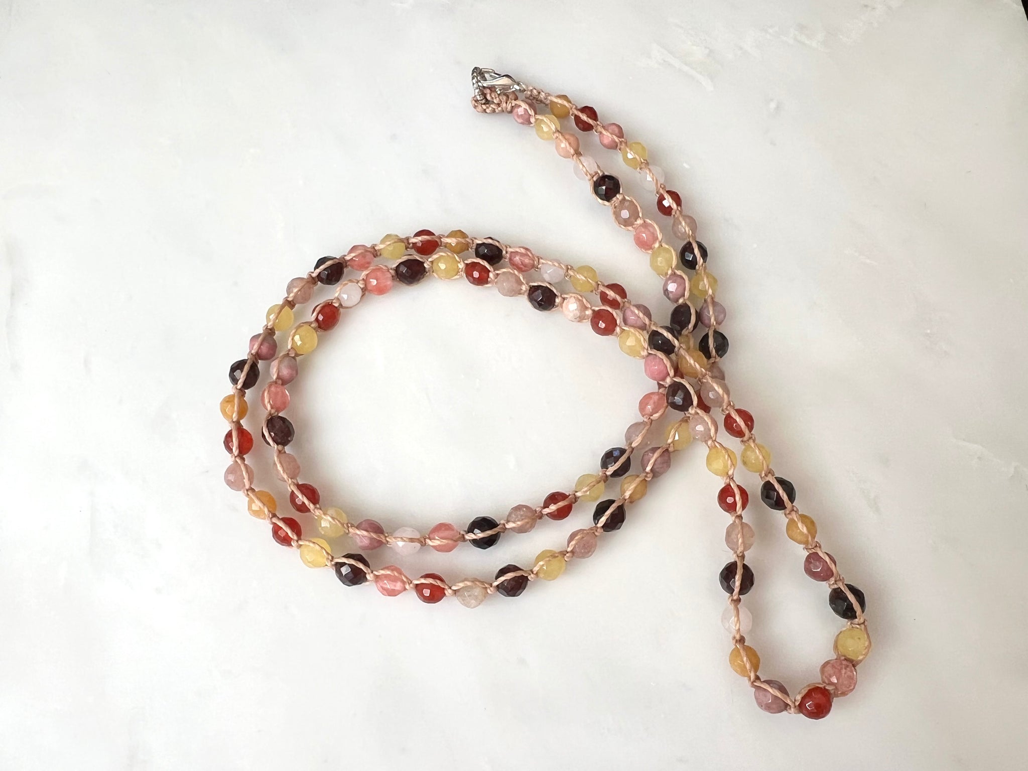 Warm-Toned Multiple Macrame Necklace / 暖色系　マクラメ編み　ネックレス