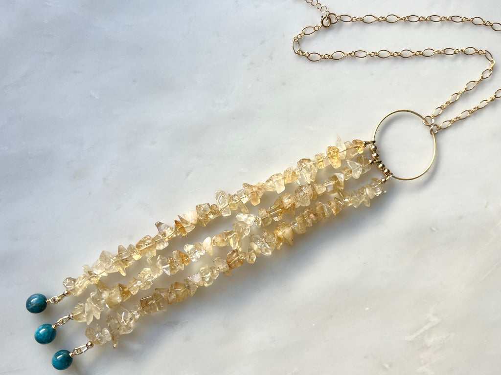 Citrine Sazare Necklace 14K Gold Filled / シトリン　さざれ石　ネックレス　14K ゴールドフィルド