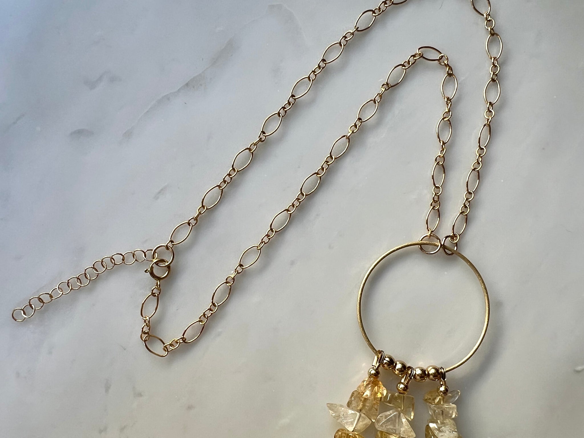 Citrine Sazare Necklace 14K Gold Filled / シトリン　さざれ石　ネックレス　14K ゴールドフィルド