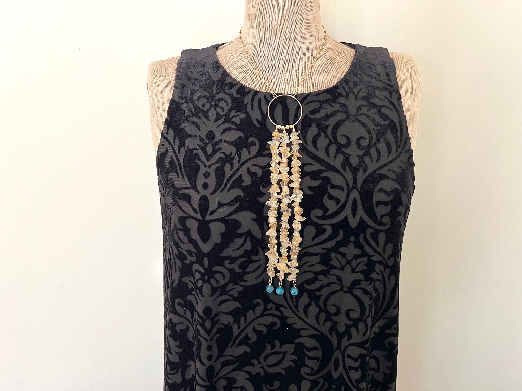 Citrine Sazare Necklace 14K Gold Filled / シトリン　さざれ石　ネックレス　14K ゴールドフィルド