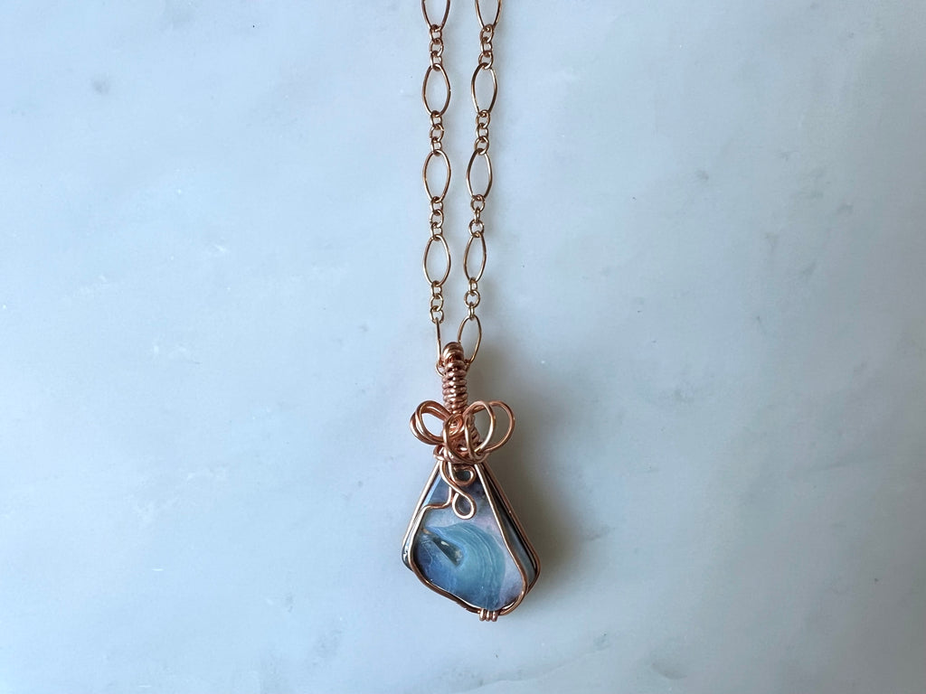 #2 Australian Boulder Opal Necklace Rose Gold Filled / オーストラリアン　ボルダー　オパール　ネックレス　ローズゴールドフィルド