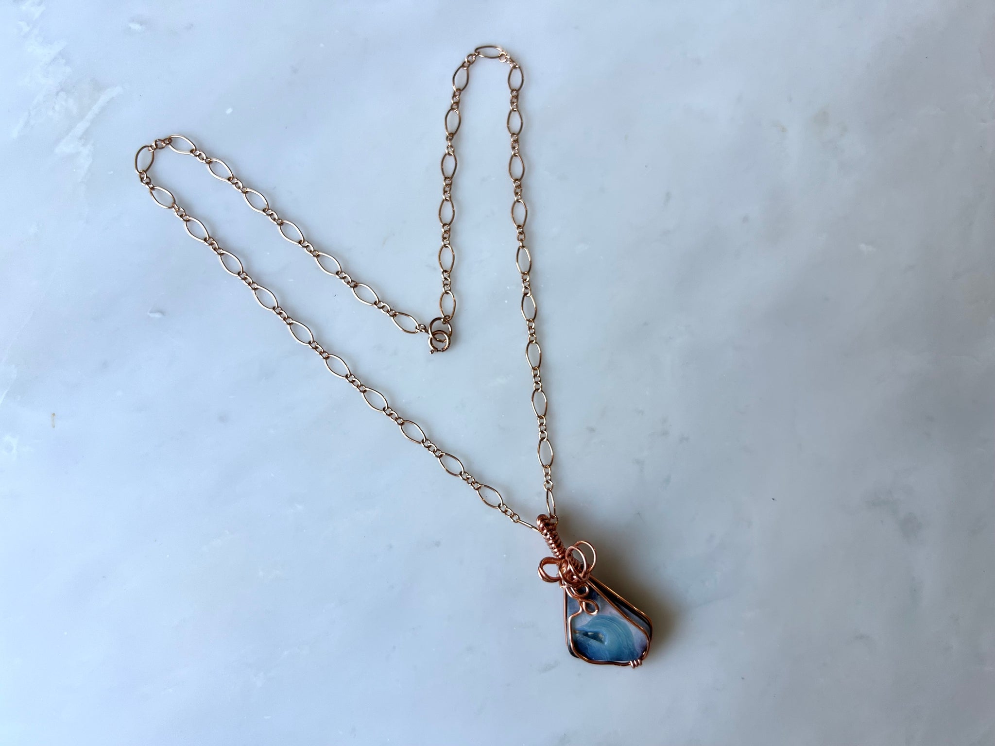 #2 Australian Boulder Opal Necklace Rose Gold Filled / オーストラリアン　ボルダー　オパール　ネックレス　ローズゴールドフィルド
