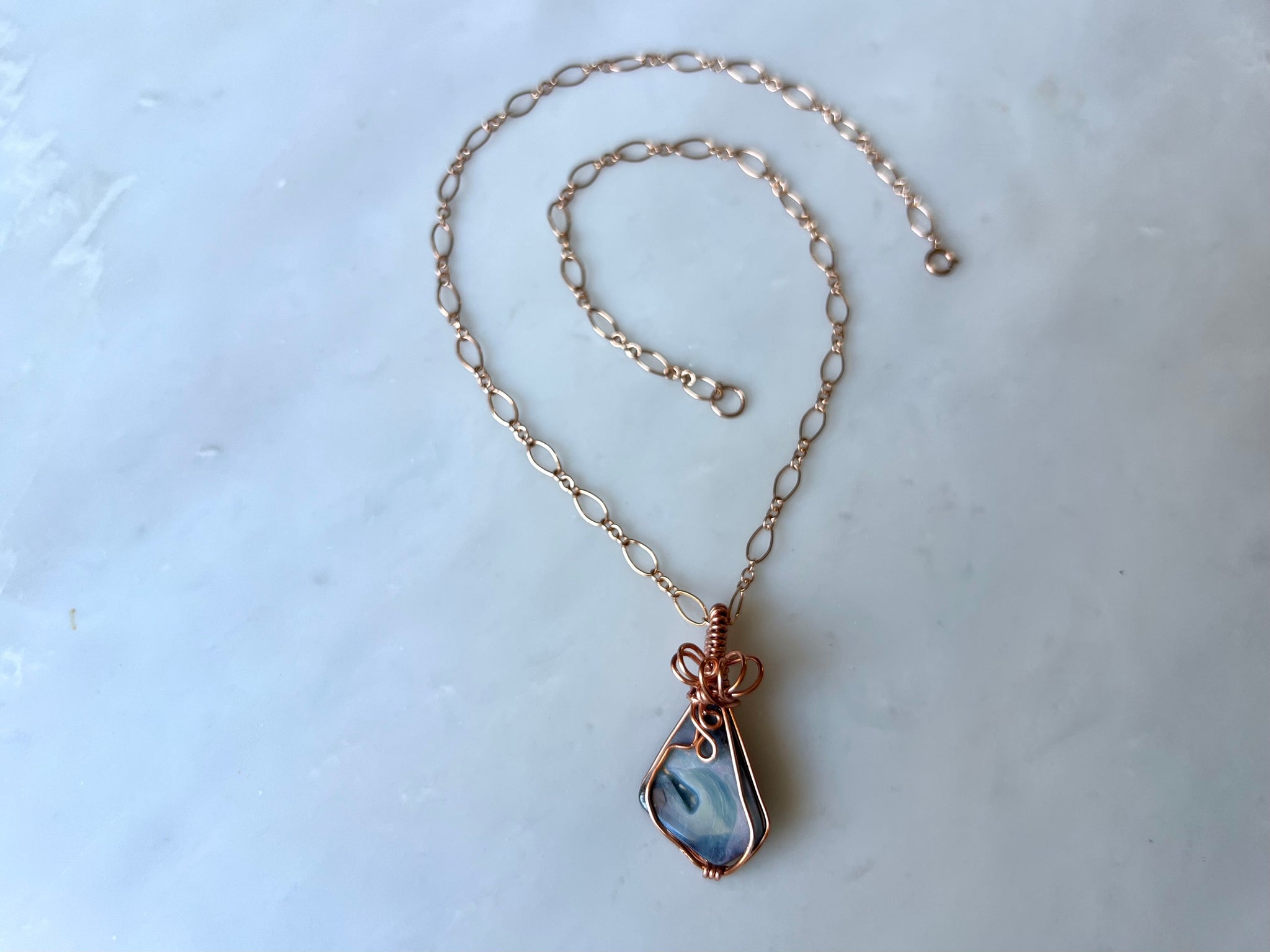 #2 Australian Boulder Opal Necklace Rose Gold Filled / オーストラリアン　ボルダー　オパール　ネックレス　ローズゴールドフィルド