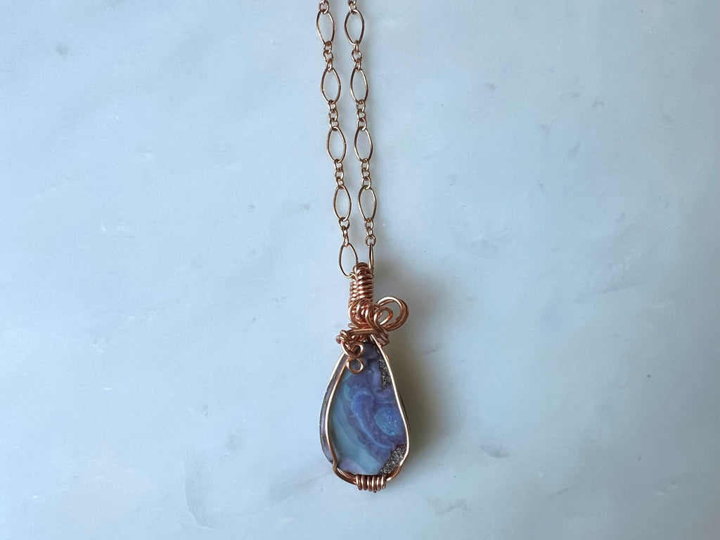 #3 Australian Boulder Opal Necklace Rose Gold Filled / オーストラリアン ボルダー　オパール　ネックレス　ローズゴールドフィルド