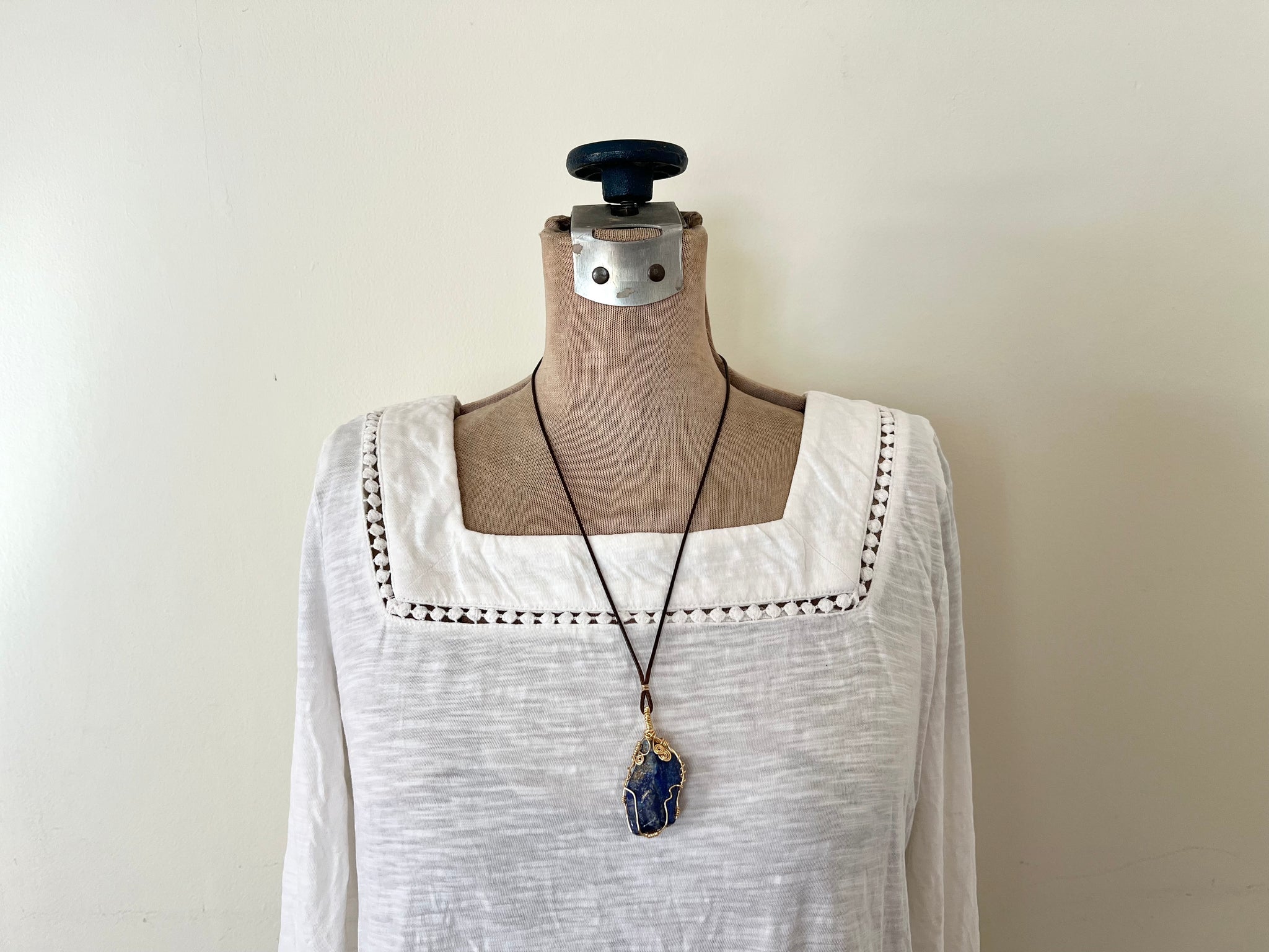 #2 Raw Lapis Lazuli Wire Wrapped Necklace 14K Gold Filled / 原石　ラピスラズリ　ワイヤーラップド　ネックレス　14K ゴールドフィルド