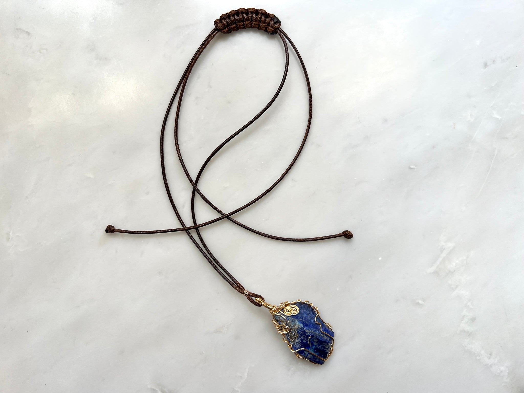 #2 Raw Lapis Lazuli Wire Wrapped Necklace 14K Gold Filled / 原石　ラピスラズリ　ワイヤーラップド　ネックレス　14K ゴールドフィルド