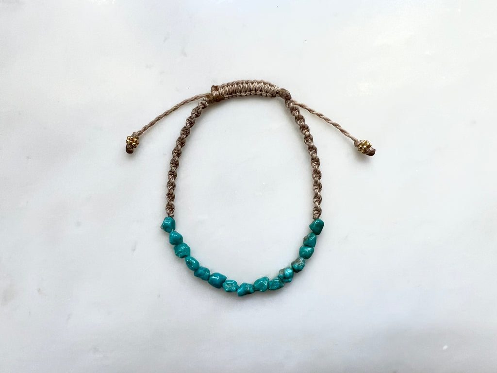 Turquoise Macrame Bracelet  Gold Vermeil / ターコイズ　マクラメ編み　ブレスレット　ゴールド　バーメイル