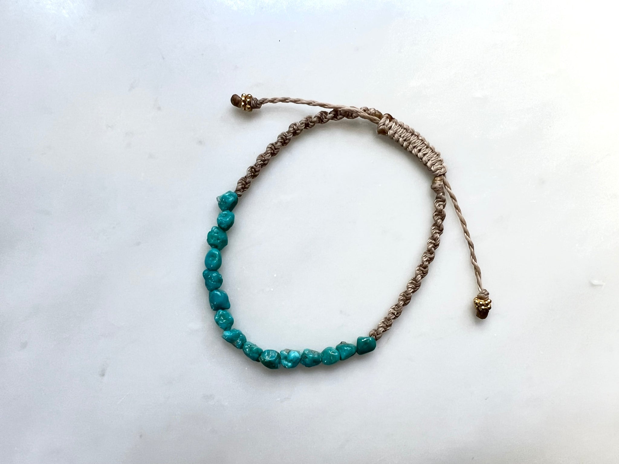 Turquoise Macrame Bracelet  Gold Vermeil / ターコイズ　マクラメ編み　ブレスレット　ゴールド　バーメイル