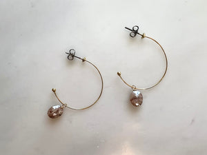 Natural Zircon Half Hoop Earrings Gold Filled / ナチュラル．ジルコン　ハーフフープ　ピアス　ゴールドフィルド