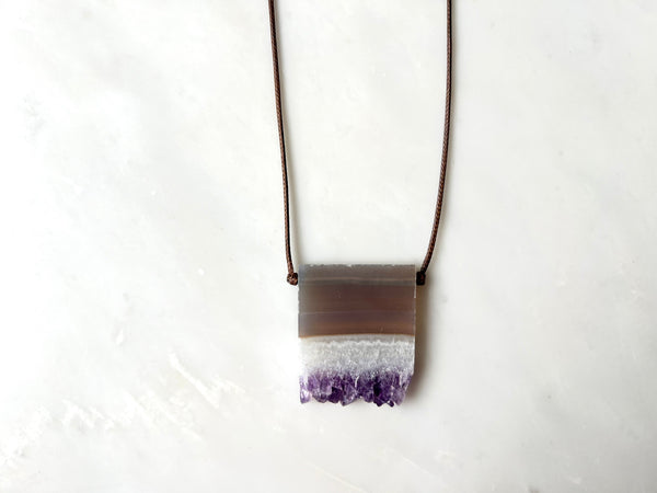 4 Amethyst Geode Pendant Necklace / アメジスト ジオード ペンダント ネックレス – atelier mila