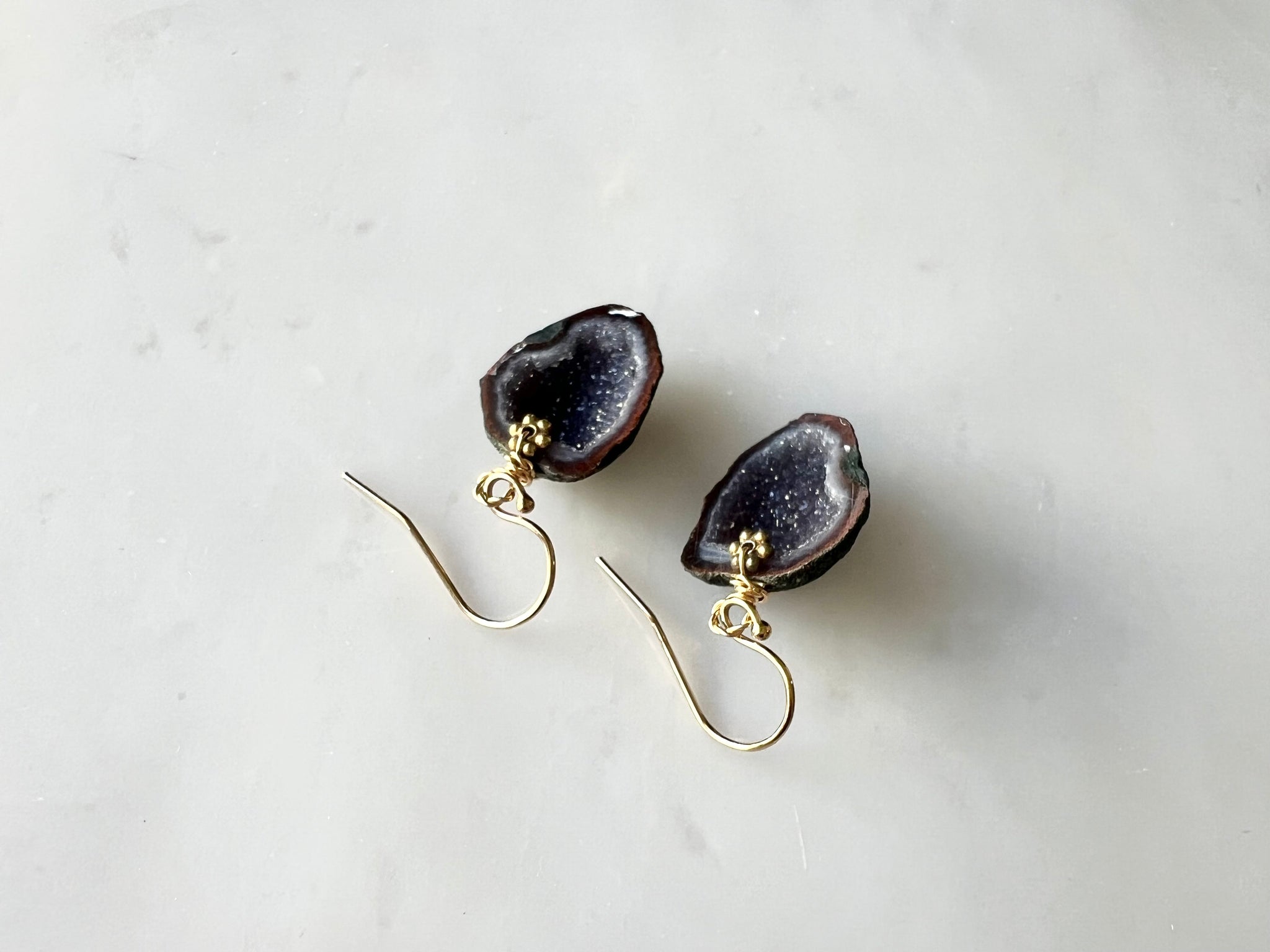 #12 Baby Geode Earrings 14K Gold Filled / ベィビージオード　ピアス　14K ゴールドフィルド