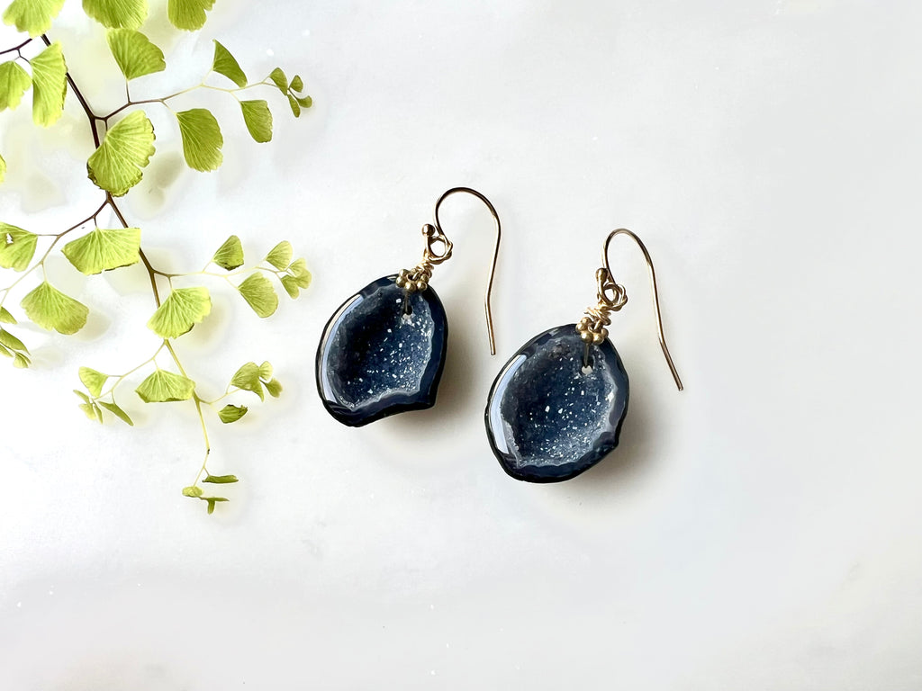 #21 Baby Geode Earrings 14K Gold Filled / ベィビージオード　ピアス　14K ゴールドフィルド