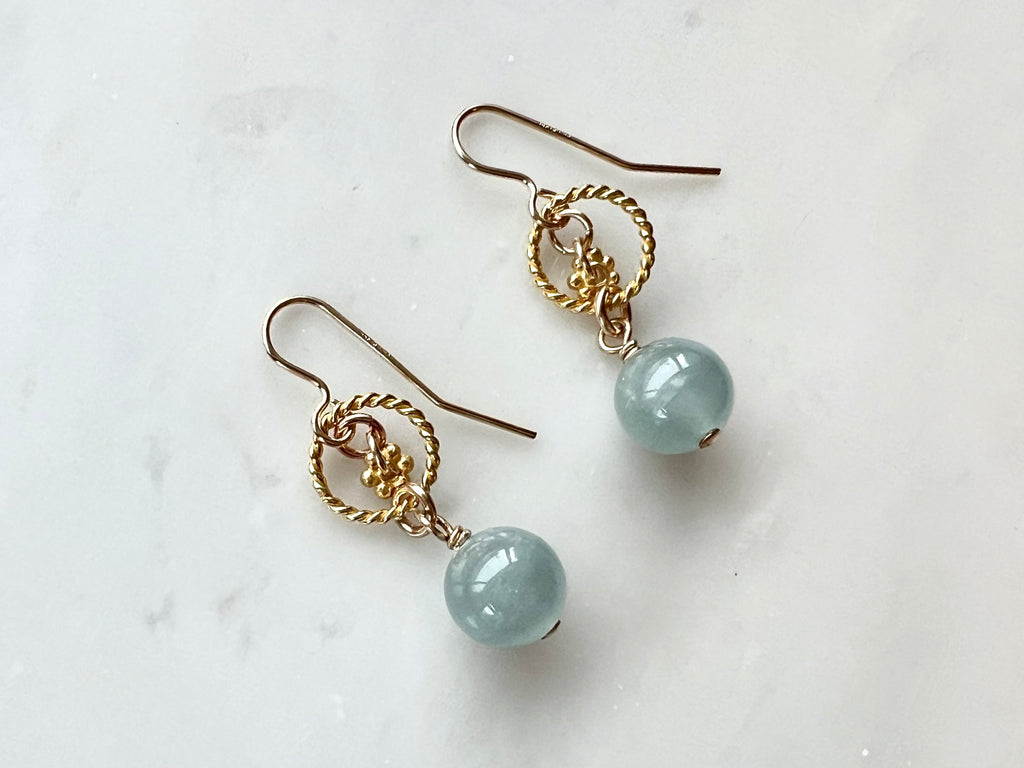 Aquamarine Dangling  Earrings 14K Gold Filled / アクアマリン　ダングリング　ピアス　14Kゴールドフィルド