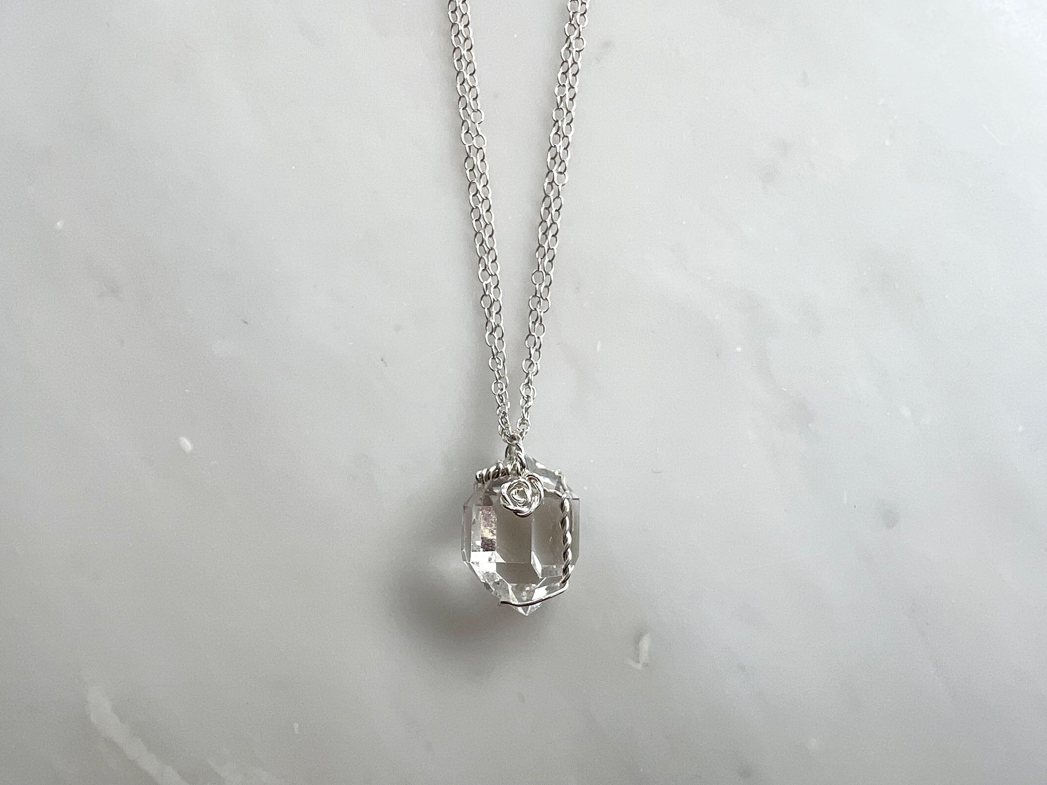 #3 Herkimer Diamond 5/8"Necklace Sterling Silver 925 / ハーキマーダイアモンド 5/8" ネックレス　スターリングシルバー 925