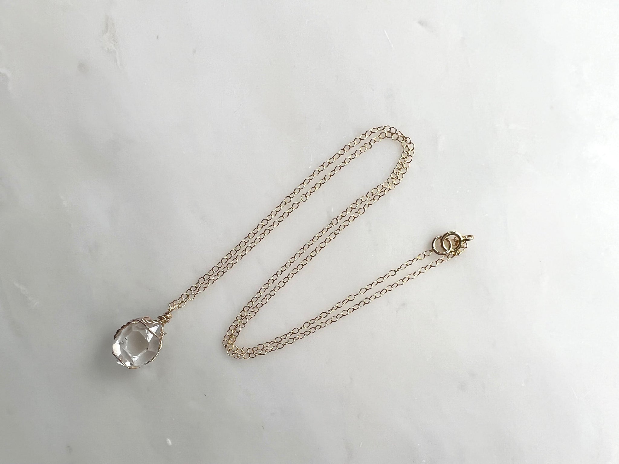 #1  Herkimer Diamond 1/2" Necklace 14K Gold Filled / ハーキマーダイアモンド 1/2"  ネックレス 14Kゴールドフィルド