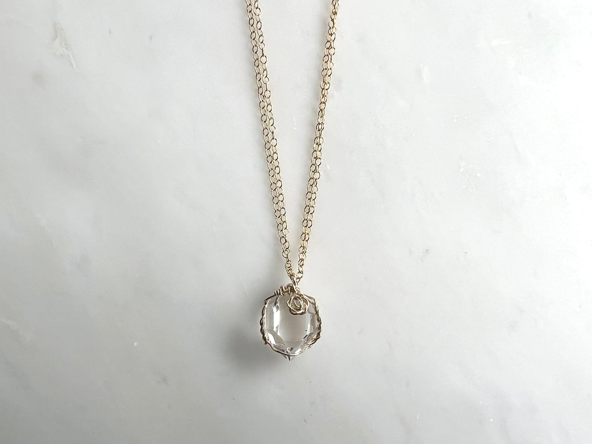 #1 Herkimer Diamond 5/8" Necklace 14K Gold Filled / ハーキマーダイアモンド 5/8" ネックレス 14K ゴールドフィルド