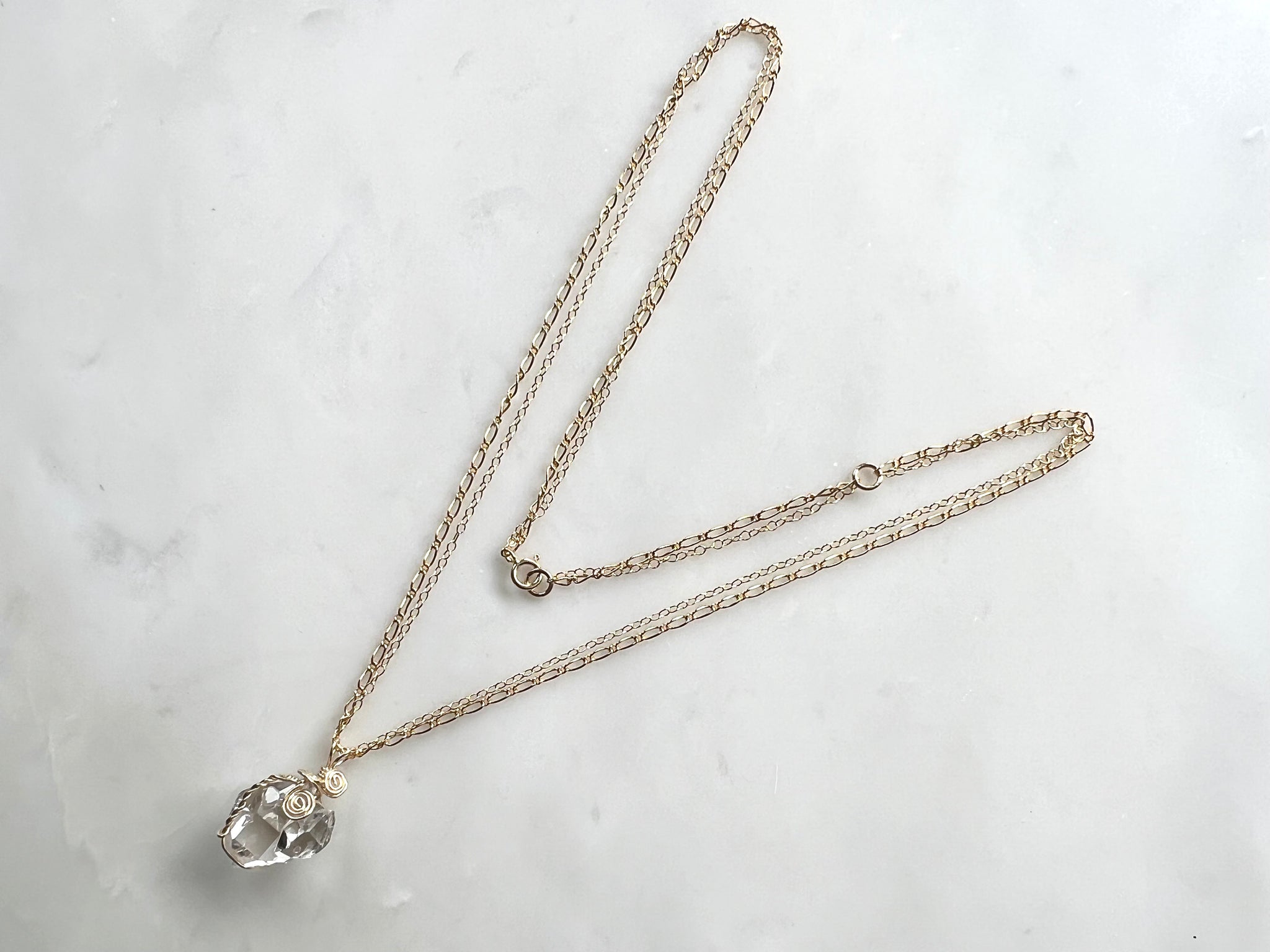 #2 Herkimer Diamond Cluster  Large Necklace 14K Gold Filled / ハーキマーダイアモンド　クラスター　大　ネックレス 14K ゴールドフィルド