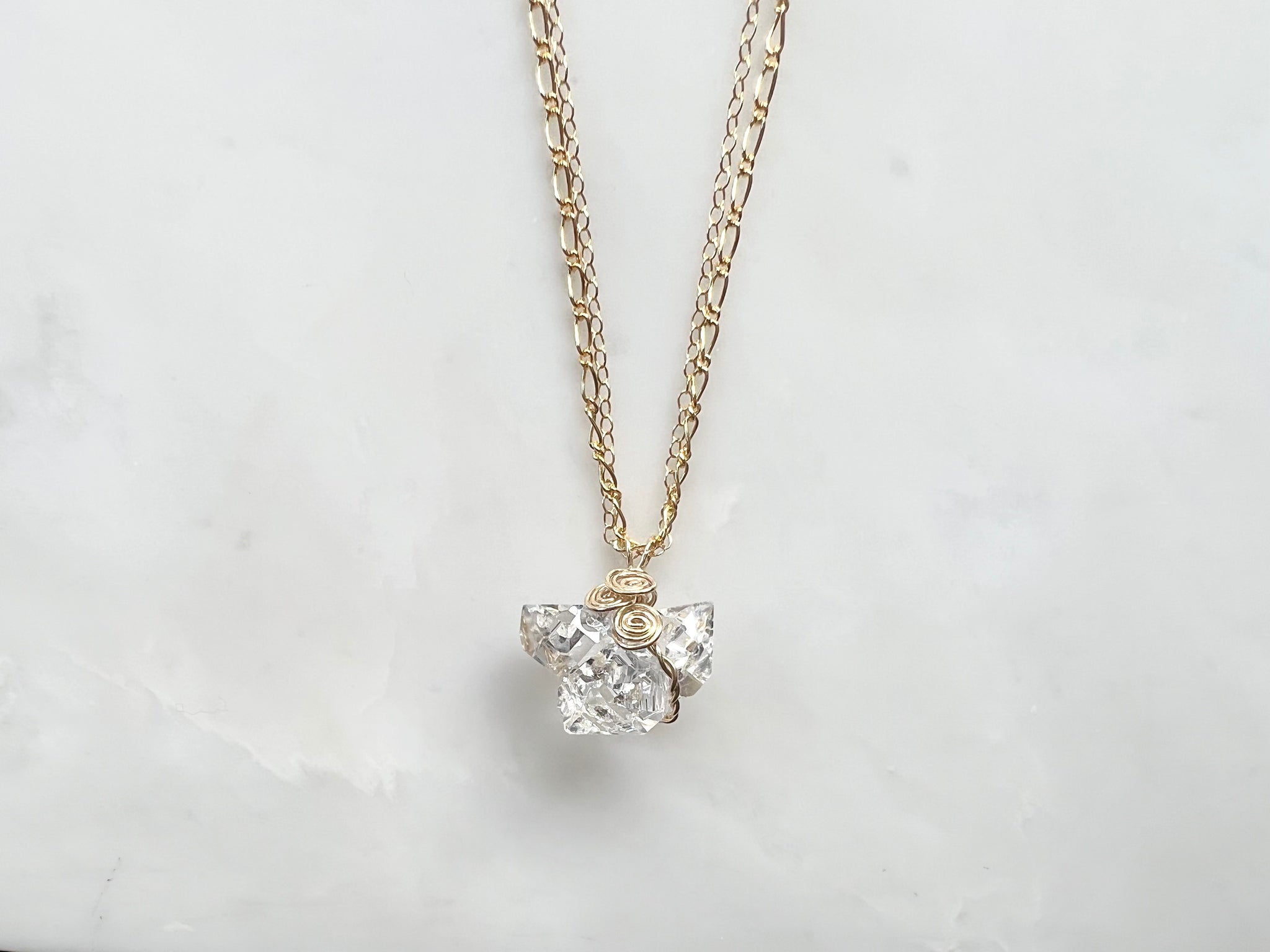 #3 Herkimer Diamond Cluster Large Necklace 14K Gold Filled / ハーキマーダイアモンド　クラスター　大　ネックレス 14K  ゴールドフィルド
