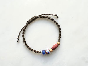 #5 Men's Bracelet Antique Venetian Beads Macrame Bracelet / メンズ　ブレスレット　アンティーク　ベネチアンビーズ　マクラメ編み　ブレスレット