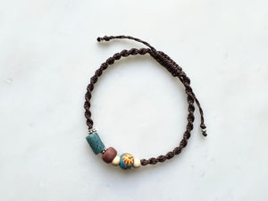 #6 Men's Bracelet Antique South East Asian  Beads Macrame Bracelet / メンズ　ブレスレット　アンティーク 東南アジア　ビーズ　マクラメ編みブレスレット