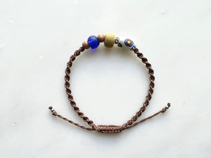 #7 Men's Bracelet Antique Venetian Beads Macrame Bracelet / メンズ　ブレスレット　アンティーク ベネチアン ビーズ　マクラメ編み ブレスレット