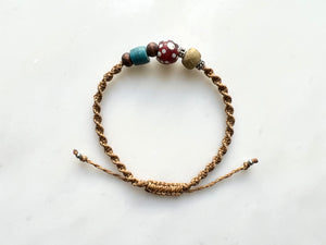 #8 Men's Bracelet Antique Venetian Beads Macrame Bracelet / メンズ　ブレスレット　アンティーク ベネチアンビーズ　マクラメ編み ブレスレット
