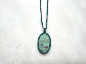 Ruby in Fuchsite Macrame Necklace / ルビー．フックサイト　マクラメ編み　ネックレス
