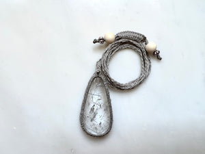 #1 Silver Rutilated Quartz Macrame Necklace / シルバー　ルチルクォーツ　マクラメ編み　ネックレス