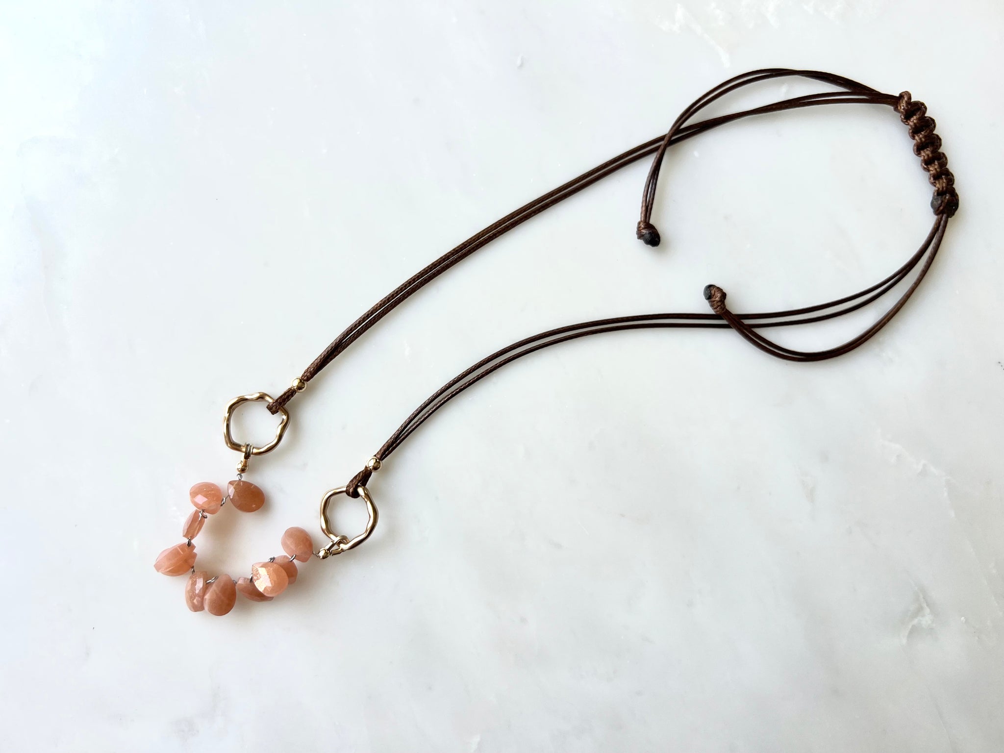 Peach Moonstone Necklace 14K Gold Filled / ピーチムーンストーン　ネックレス　14K ゴールドフィルド